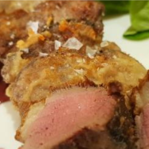 Fried Duck Fillet with Blueberry Sauce