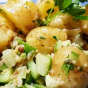 Warm Salad with New Potatoes and Cucumber