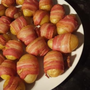 Crispy Bacon Wrapped Baby Potatoes