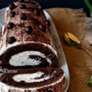 Cocoa Swiss Roll with Coffee and Cream