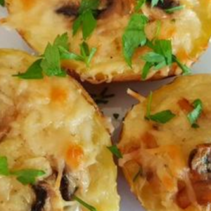Buttery Potatoes, Stuffed with Field Mushrooms