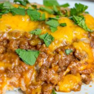 TACO SOUR CREAM RICE BAKE