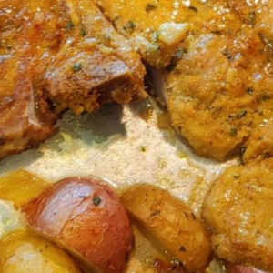 SHEET PAN GARLIC RANCH PORK CHOPS & POTATOES