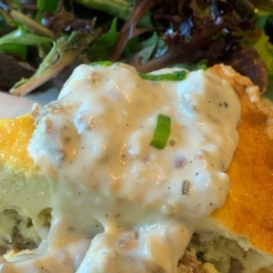 QUICHE WITH SAUSAGE GRAVY