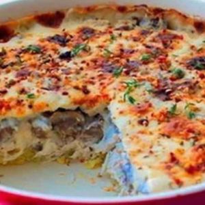 Mushroom and chicken pudding, for those who have no idea what to cook for dinner.