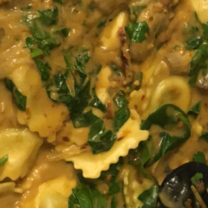 MUSHROOM RAVIOLI WITH SPINACH