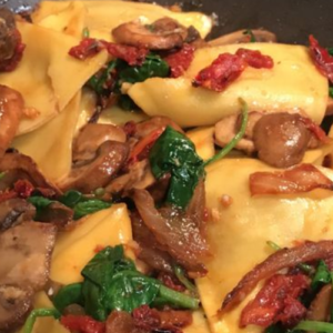 MUSHROOM RAVIOLI WITH SPINACH