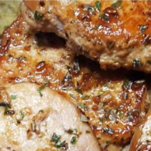 BAKED GARLIC HERB BUTTER PORK CHOPS RECIPE