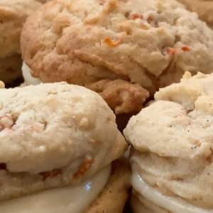 CARROT COOKIES WITH CREAM CHEESE FROSTING