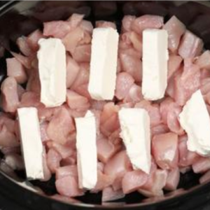 Cream cheese and chicken in crock pot? Yes, please! Guests will be screaming for more