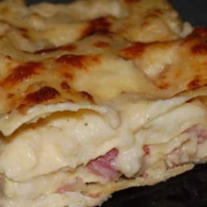 Cauliflower and ham lasagna