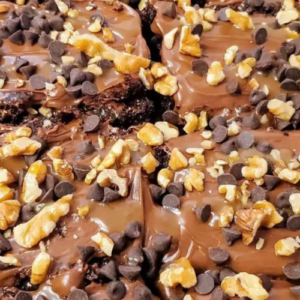 CHOCOLATE TURTLE POKE CAKE