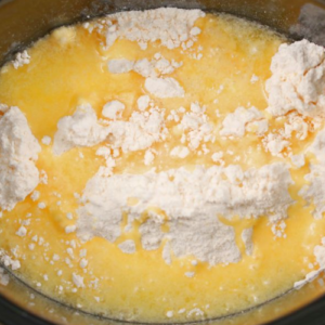 Put fruit and cake mix in a crock pot. When it’s done you’ll want to eat it all