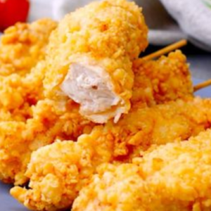 Chicken skewers: tender inside, crunchy outside!