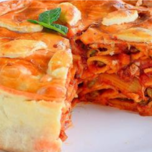 Pasta timbale: the recipe for the festive first course in a brisée crust