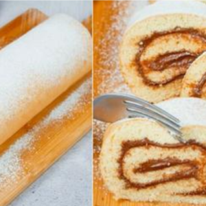 Hazelnut cream swiss roll: fluffy and yummy!