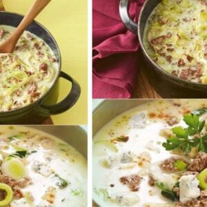 Mmm the hammer! Cheese and leek soup with minced meat