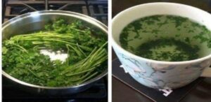 Parsley tea – I started on Thursday, I weighed 67 kg, and on Sunday I reached 63 kg.